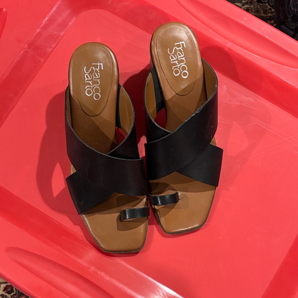 Franco Sarto Black Leather Mules